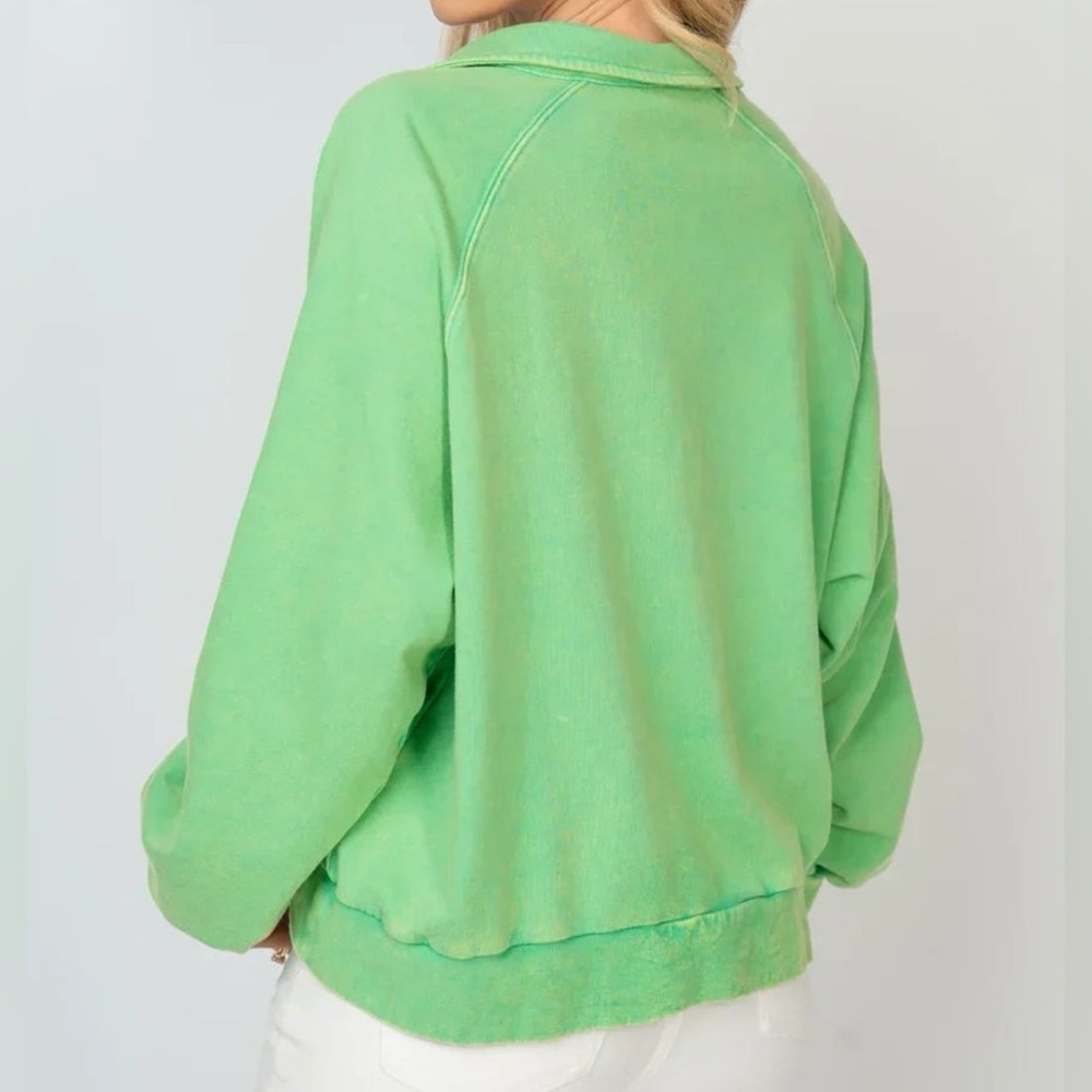 White Birch Lime Green Oversized Pullover Sweatshirt 2X - Picture 2 of 2